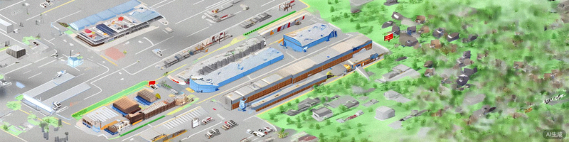 海外仓与物流优化方案示意图，展示仓储网络与配送路径