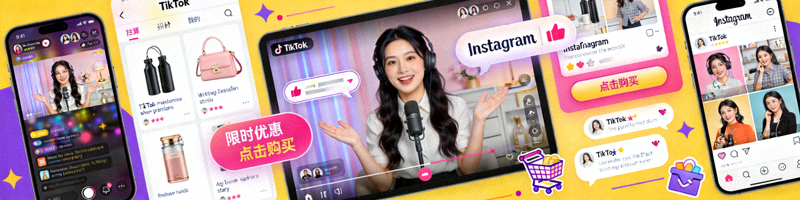 TikTok、Instagram等社交电商平台内容营销场景图